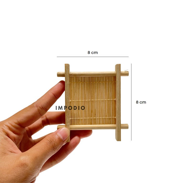 IMPODIO mini bamboo coaster / bambu tatakan kayu gelas teh props foto