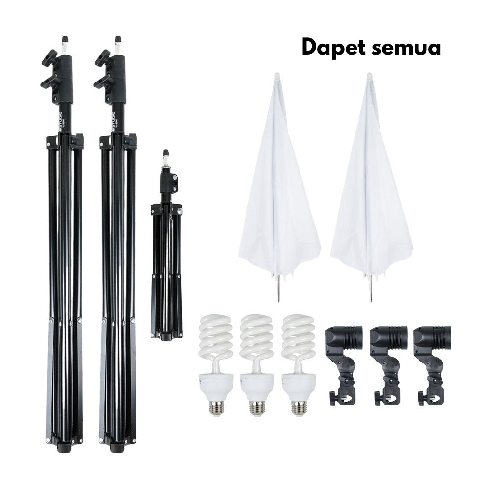 Paket lighting live streaming led 3 spot pasti terang banget