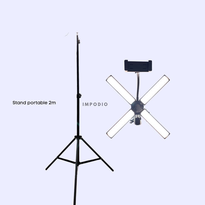 IMPODIO Starlight + Tripod 2m - Make up Vlog - Lampu ringlight - background putih