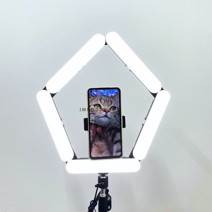 IMPODIO LED Foldable Ringlight 5 Lampu & 6 Lampu - Live stream - tampak samping