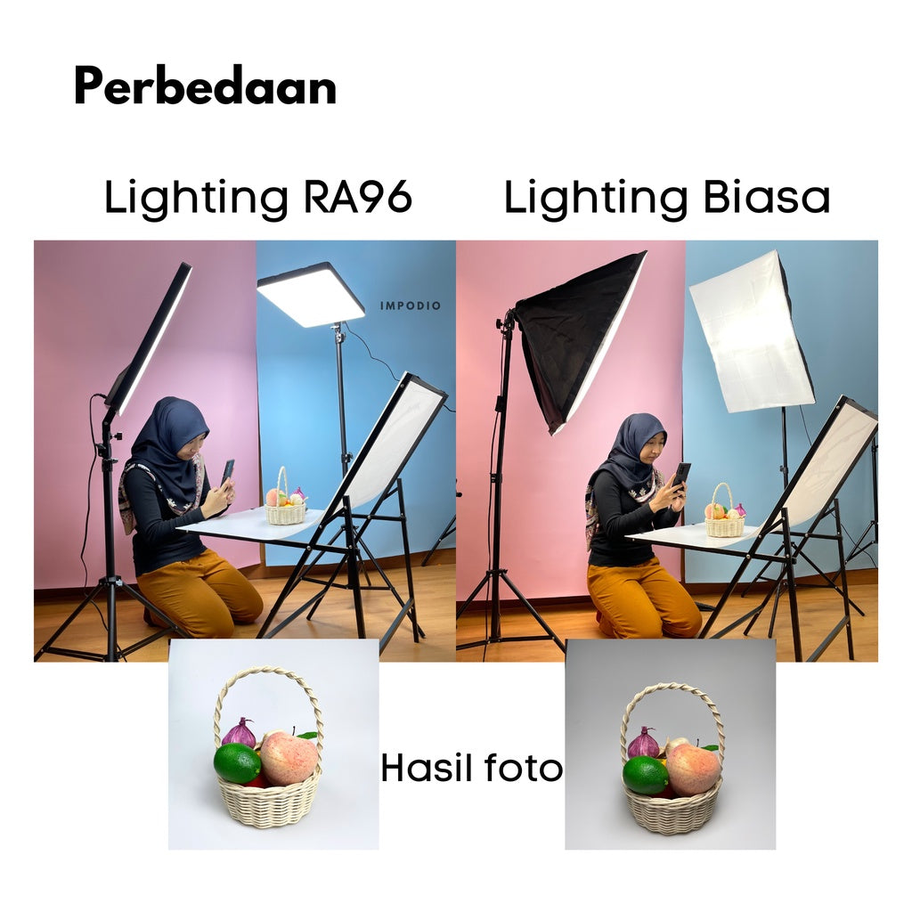 IMPODIO LED Lampu Fotografi Studio 24" High Quality + Tripod 2M