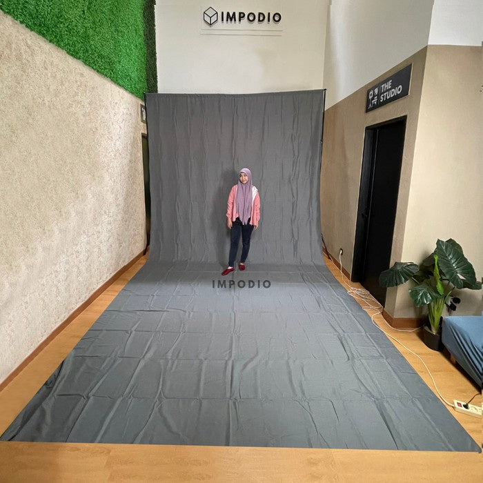 IMPODIO Kain abu-abu polos background-greenscreen profesional grade