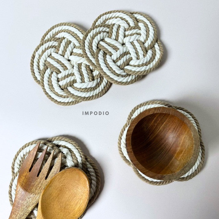 IMPODIO Flowers coaster rajut - food product photo props - tampak samping