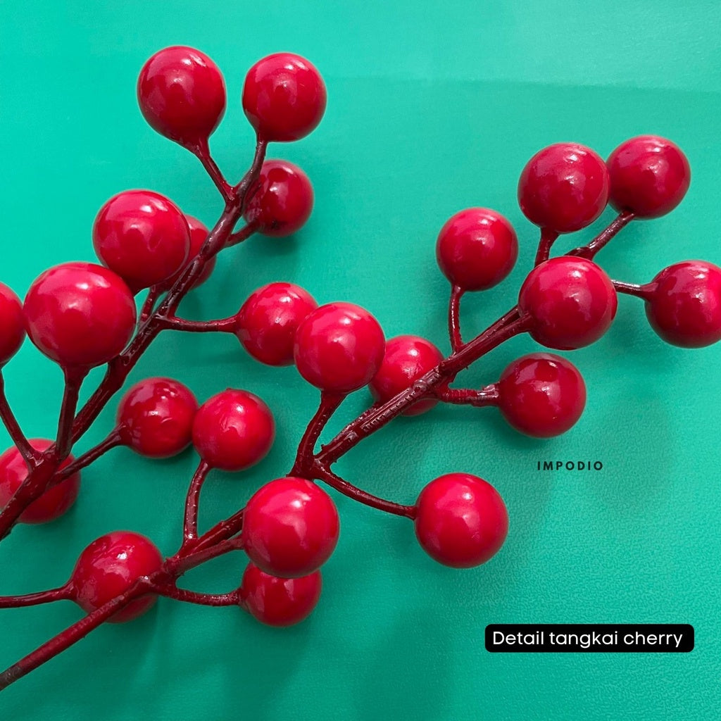 IMPODIO Hiasan tema natal crerry and pine branch - props foto