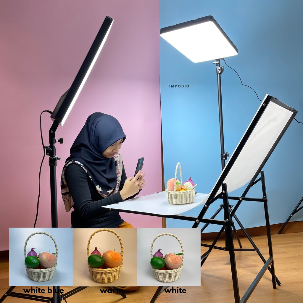 IMPODIO LED Lampu Fotografi Studio 24" High Quality + Tripod 2M