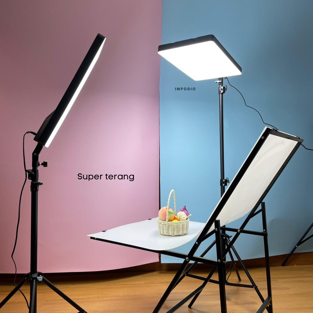 IMPODIO LED Lampu Fotografi Studio 24" High Quality + Tripod 2M