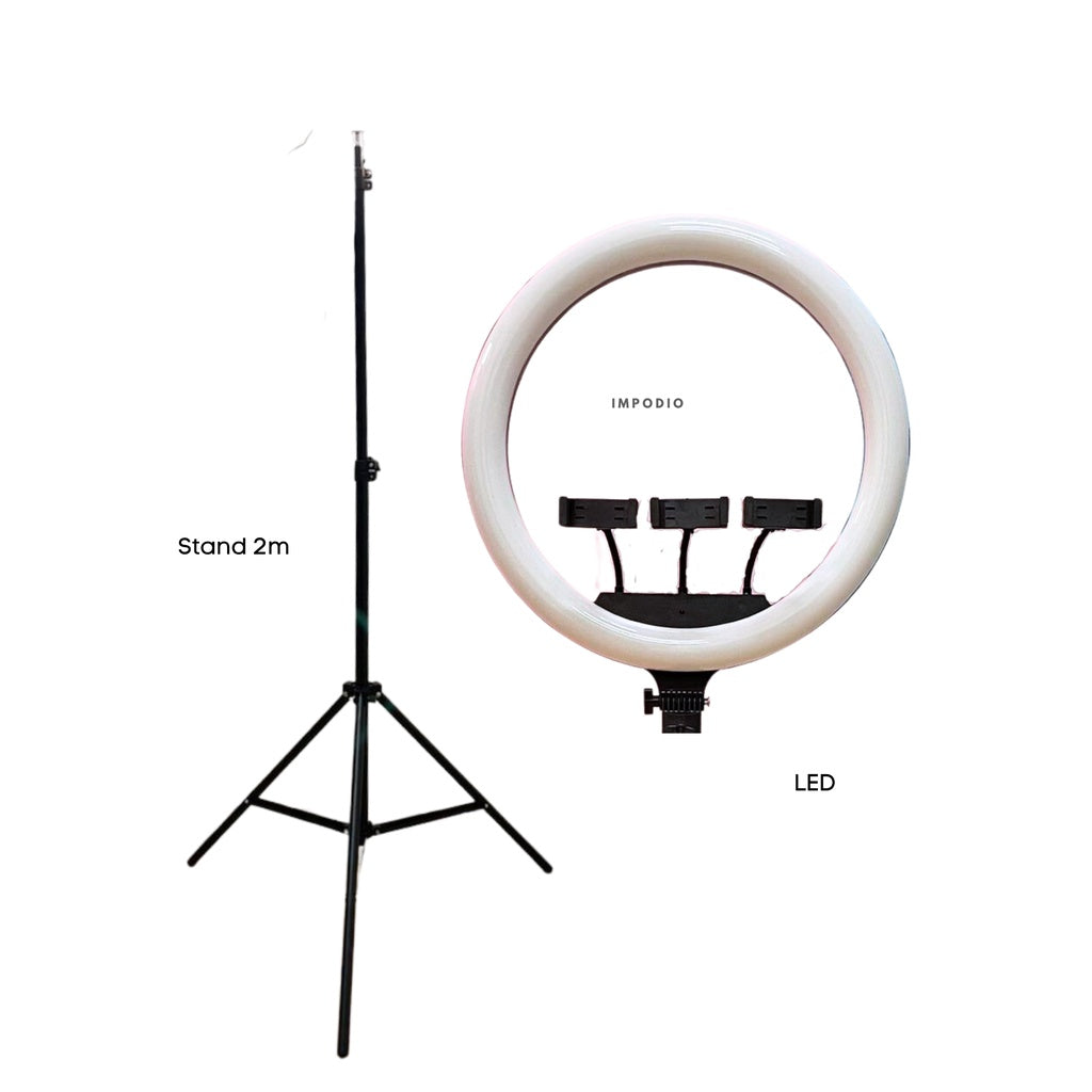 IMPODIO LED Ringlight Fotografi Live Streaming Jumbo 46 cm + Tripod - background putih