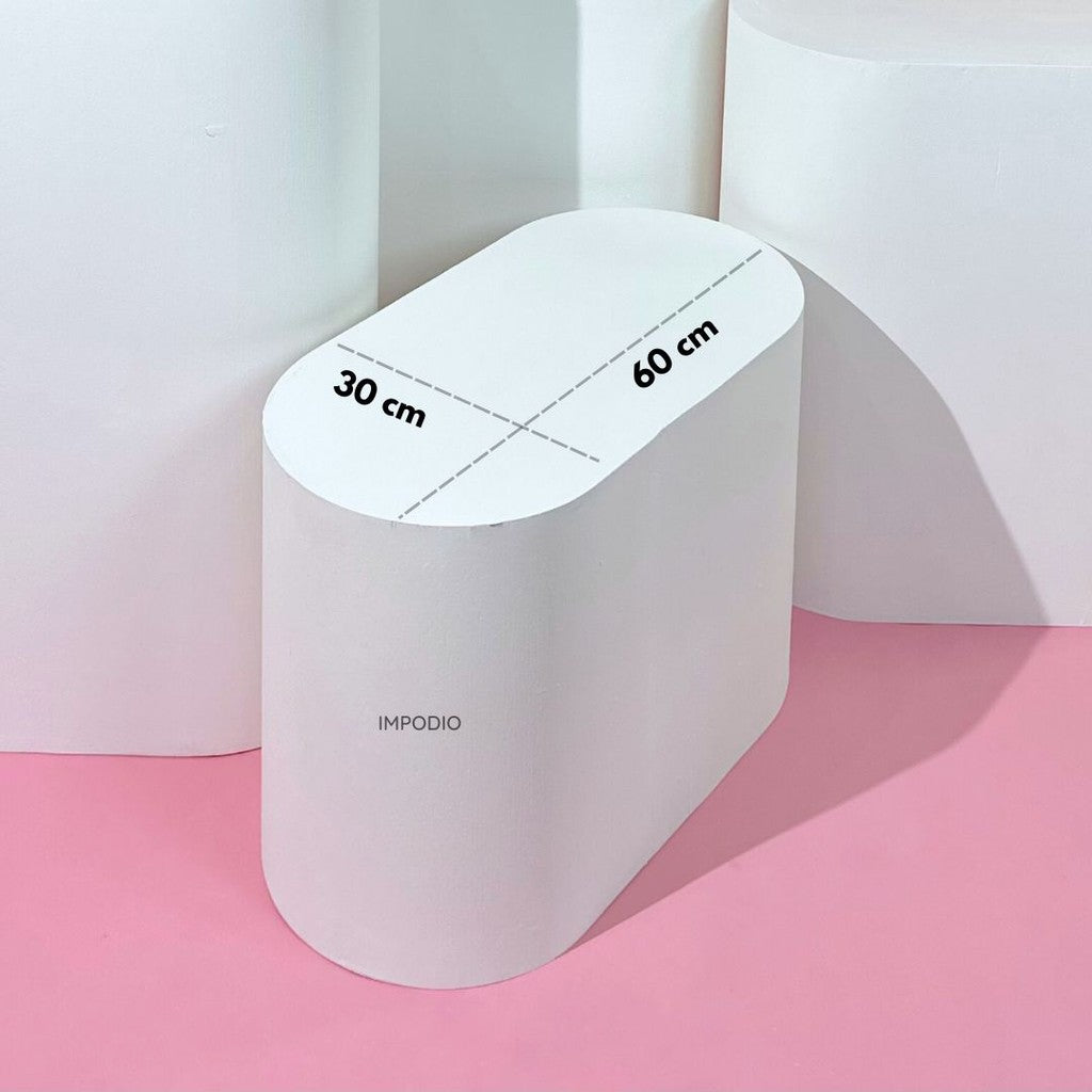 IMPODIO Podium Display Bentuk Oval Ukuran Jumbo 30x60 cm – Meja Pajangan Dekorasi Event / Toko / Pameran – Tahan Beban, Kokoh