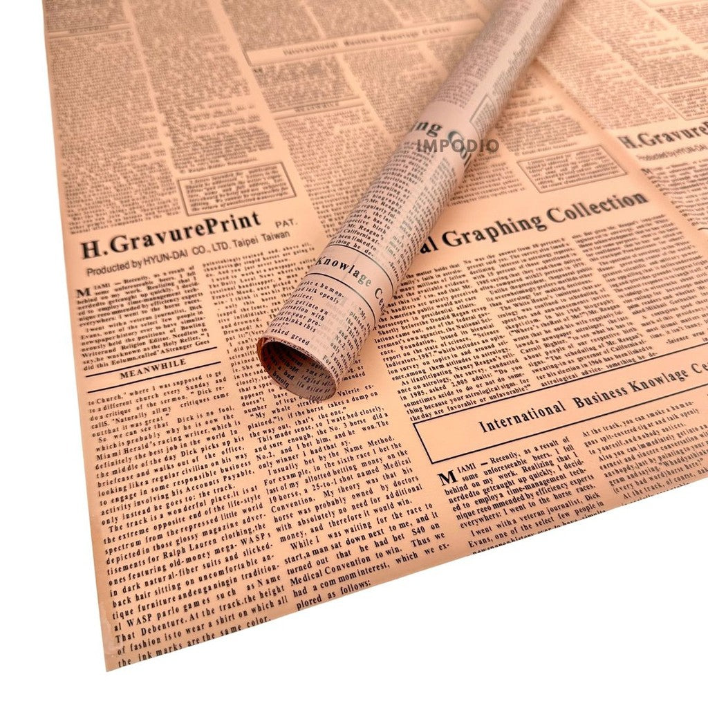 IMPODIO Koran paper motif full tulisan – props photo vintage - tampak samping