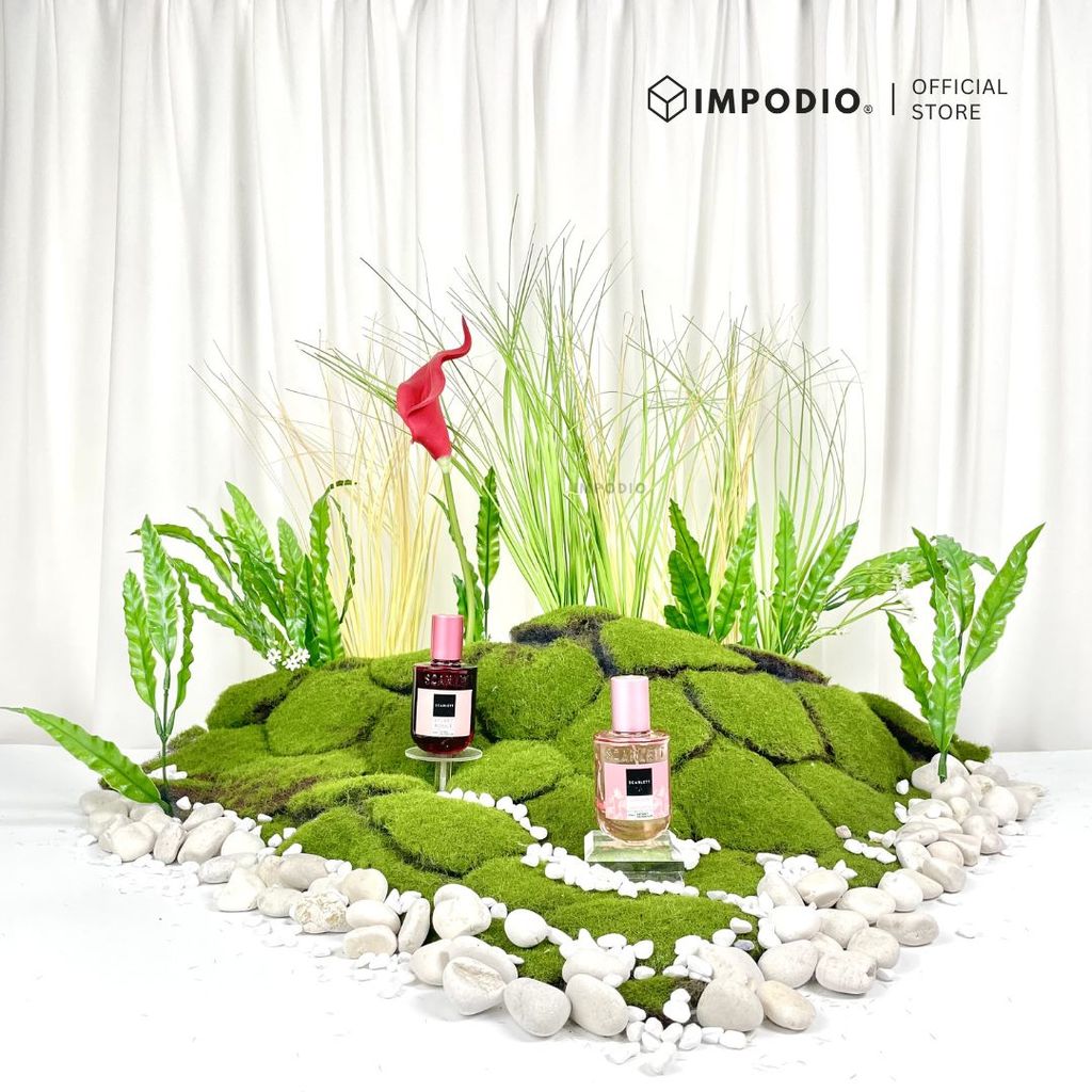 IMPODIO Tanaman Daun Air Artificial Hijau – Daun Plastik Hiasan Vas - close up