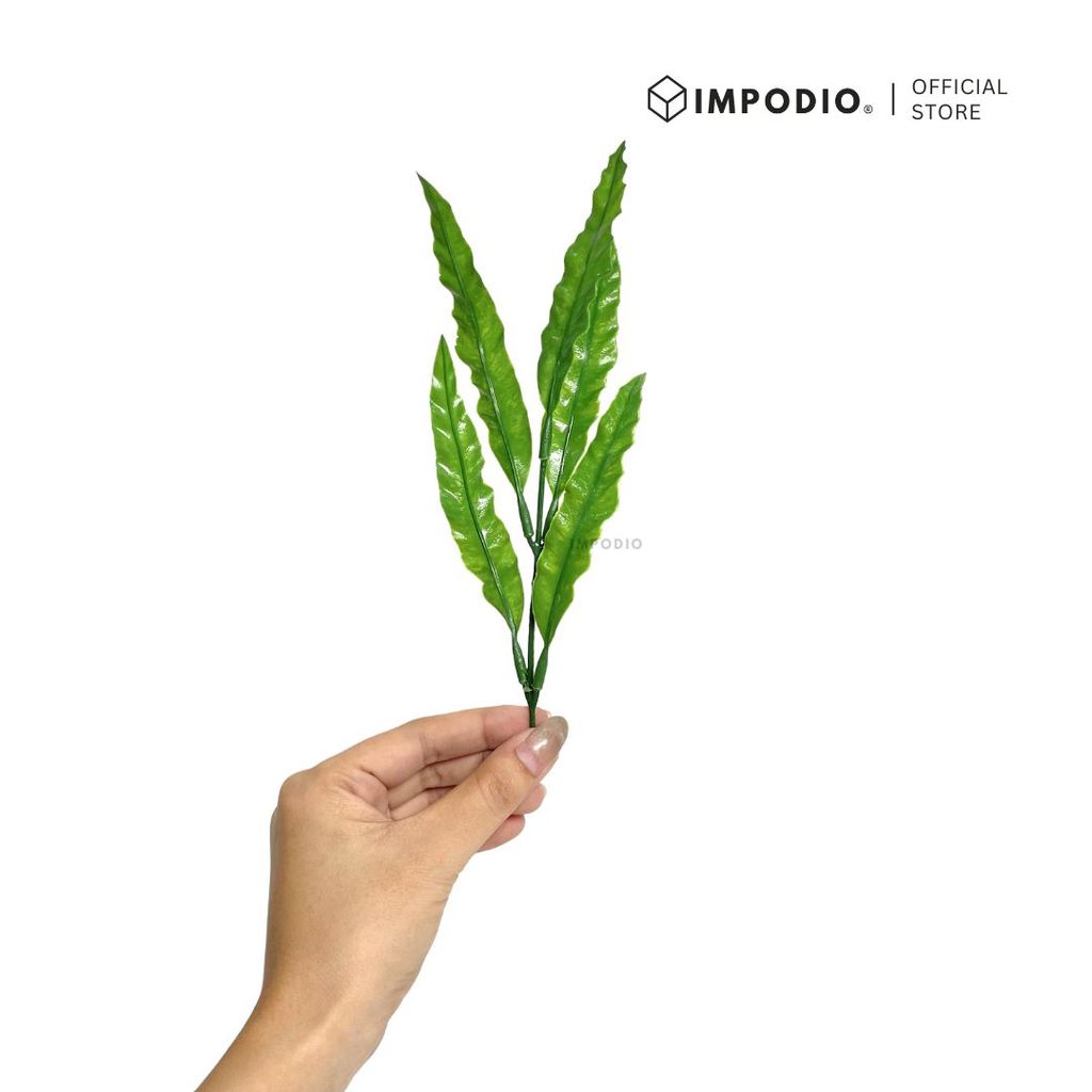 IMPODIO Tanaman Daun Air Artificial Hijau – Daun Plastik Hiasan Vas - detail produk