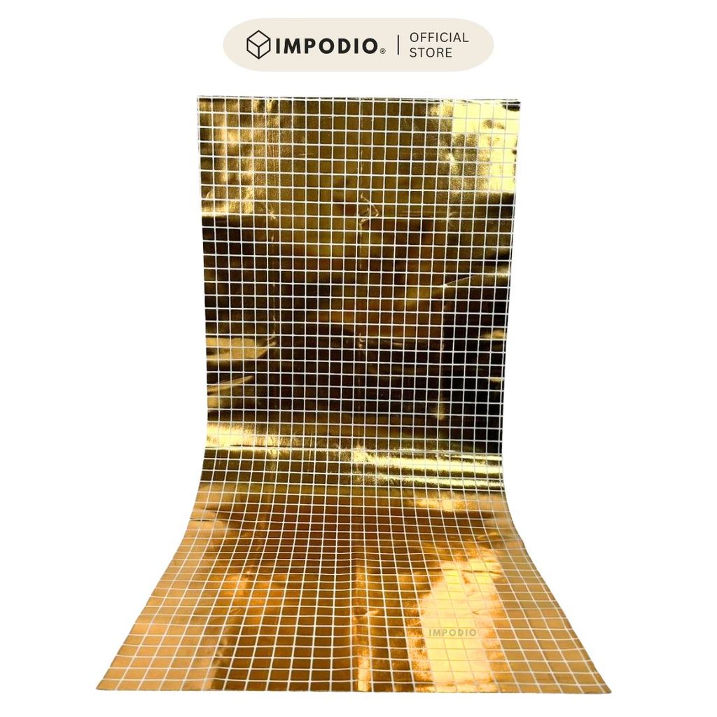 IMPODIO Background Foto Produk Gold Disco Grid 40x90cm - Backdrop Foto Estetik Mewah - Properti Konten Video Shimmer