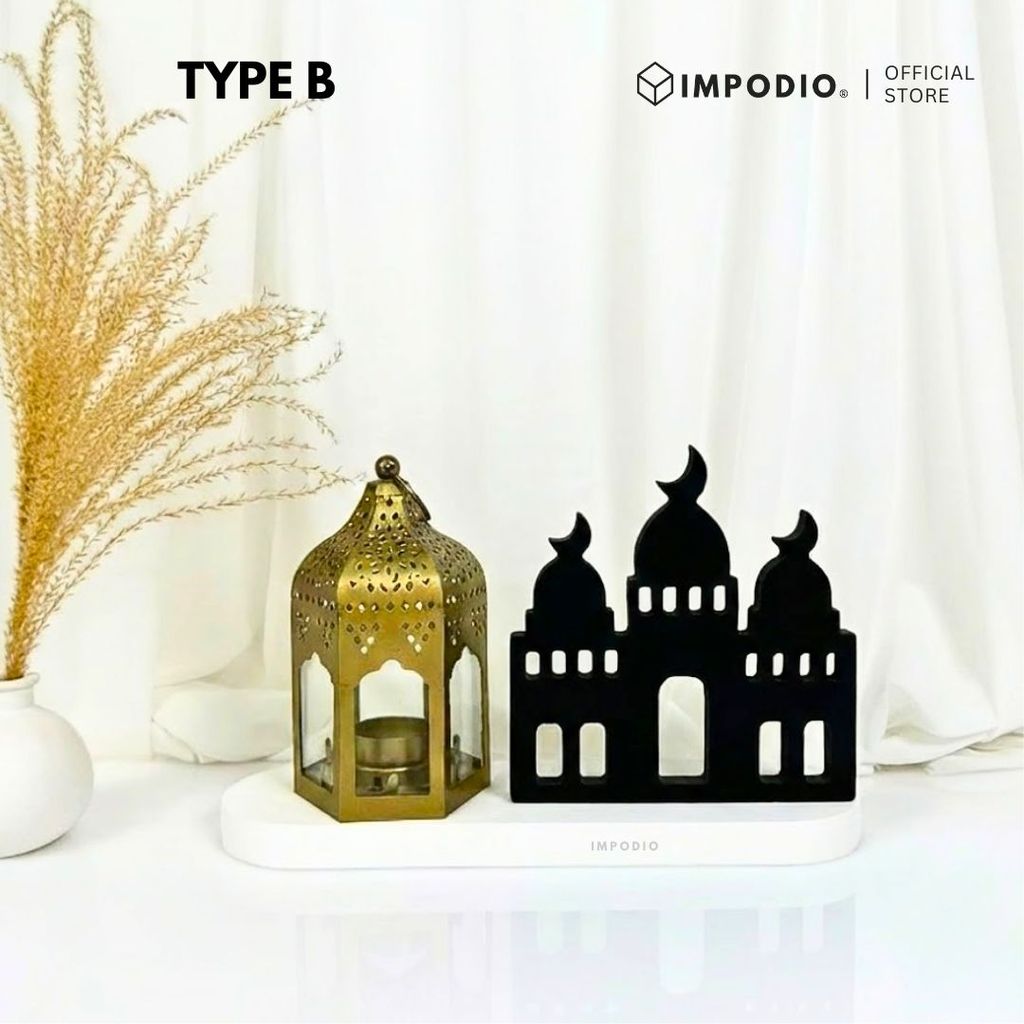IMPODIO Siluet Masjid 3D Warna Warni - Properti Foto Produk Ramadhan - Ornamen Meja Lebaran Kayu Aesthetic