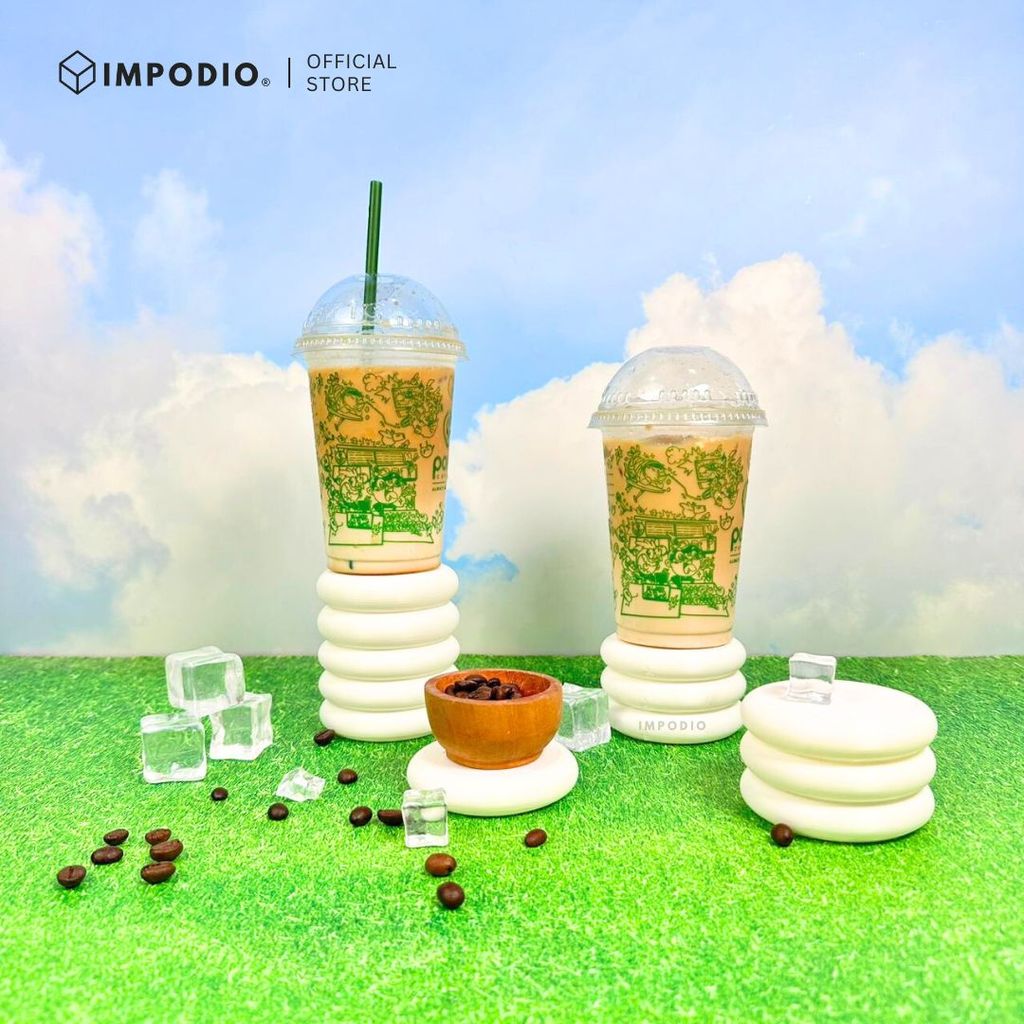 IMPODIO Set 3pcs Bubble Podium Minimalis - Props Foto Produk Aesthetic Puffy - Alas Foto Skincare Kosmetik Putih Durable