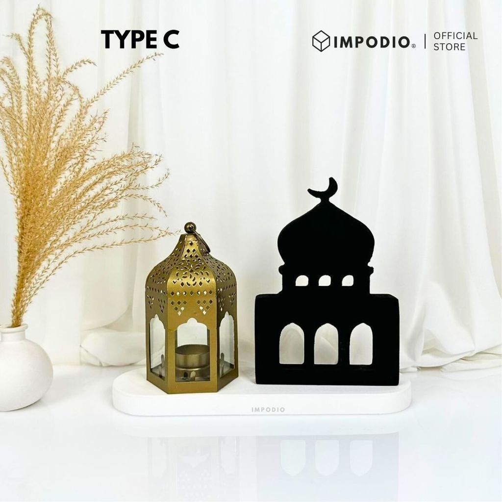 IMPODIO Siluet Masjid 3D Warna Warni - Properti Foto Produk Ramadhan - Ornamen Meja Lebaran Kayu Aesthetic