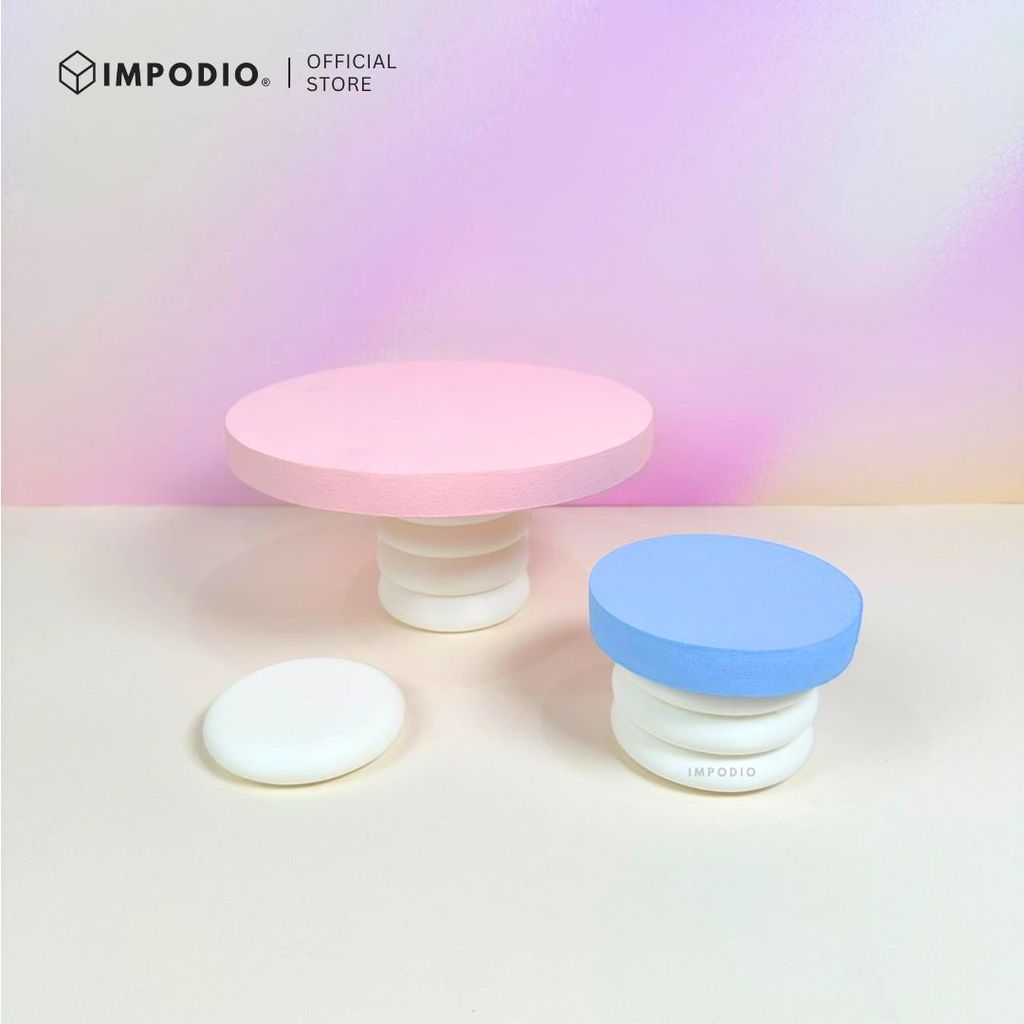 IMPODIO Set 3pcs Bubble Podium Minimalis - Props Foto Produk Aesthetic Puffy - Alas Foto Skincare Kosmetik Putih Durable